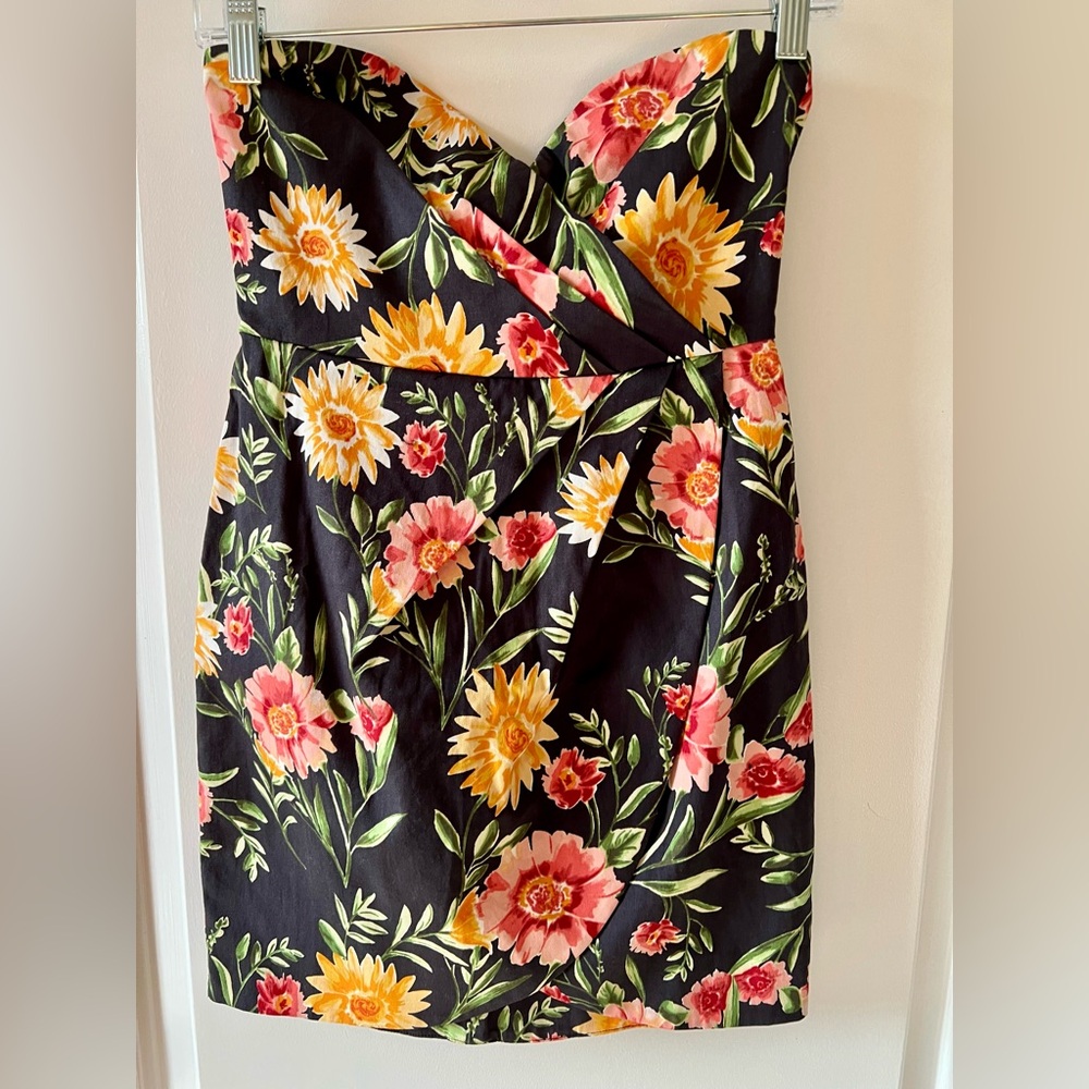 Olivaceous Black Floral Mini Dress